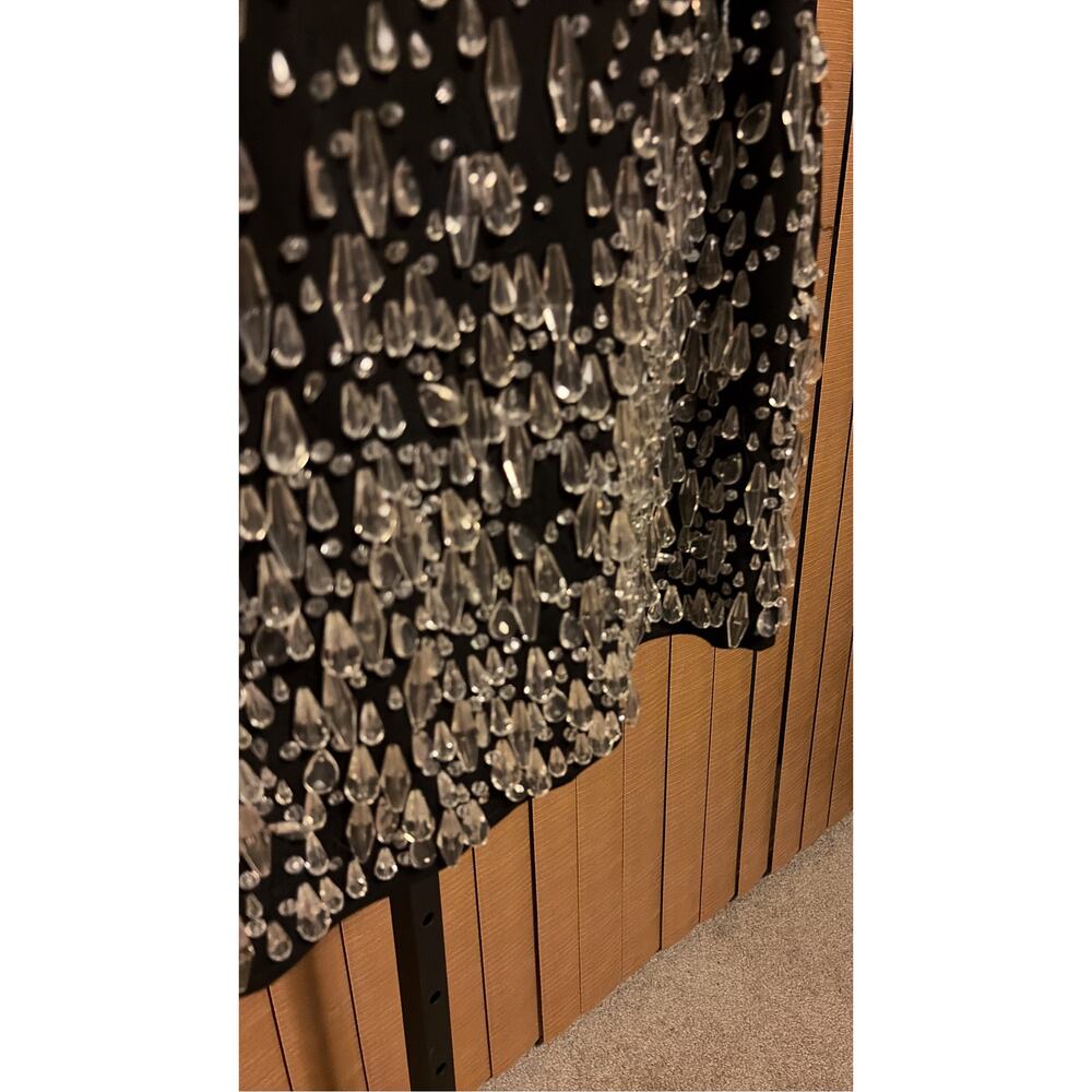 One-Shoulder Raindrop Crystal Mini Dress | Statement Party Cocktail - Picture 4 of 9